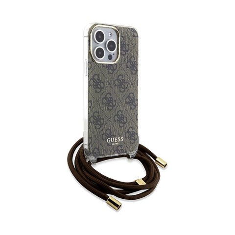 Guess Crossbody Cord 4G Print - Etui iPhone 15 Pro (brązowy) Guess Crossbody Cord 4G Print - Etui iPhone 15 Pro (brązowy)
