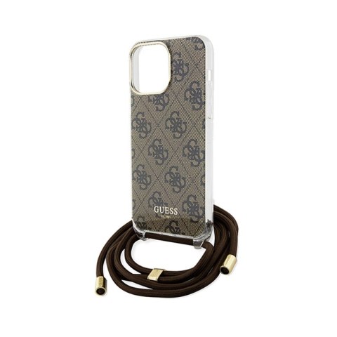 Guess Crossbody Cord 4G Print - Etui iPhone 15 Pro (brązowy) Guess Crossbody Cord 4G Print - Etui iPhone 15 Pro (brązowy)