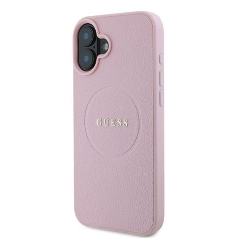 Guess Grained Ring MagSafe - Etui iPhone 16 Plus (różowy) Guess Grained Ring MagSafe - Etui iPhone 16 Plus (różowy)
