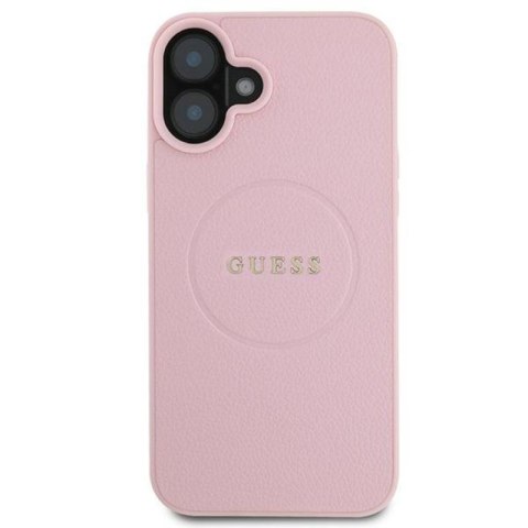 Guess Grained Ring MagSafe - Etui iPhone 16 Plus (różowy) Guess Grained Ring MagSafe - Etui iPhone 16 Plus (różowy)