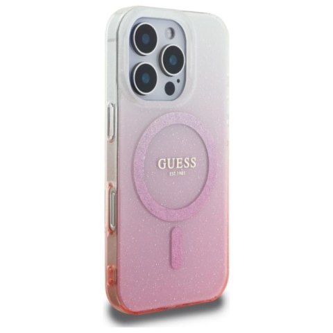 Guess IML Glitter Gradient MagSafe - Etui iPhone 16 Pro (różowy) Guess IML Glitter Gradient MagSafe - Etui iPhone 16 Pro (różowy)