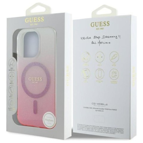 Guess IML Glitter Gradient MagSafe - Etui iPhone 16 Pro (różowy) Guess IML Glitter Gradient MagSafe - Etui iPhone 16 Pro (różowy)