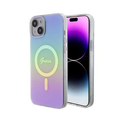 Guess IML Iridescent MagSafe - Etui iPhone 15 Plus (fioletowy) Guess IML Iridescent MagSafe - Etui iPhone 15 Plus (fioletowy)