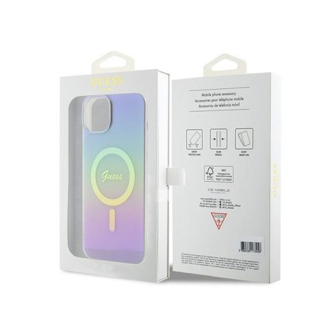 Guess IML Iridescent MagSafe - Etui iPhone 15 Plus (fioletowy) Guess IML Iridescent MagSafe - Etui iPhone 15 Plus (fioletowy)