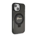 Guess Ring Stand Script Glitter MagSafe - Etui iPhone 15 (czarny)
