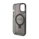 Guess Ring Stand Script Glitter MagSafe - Etui iPhone 15 (czarny)