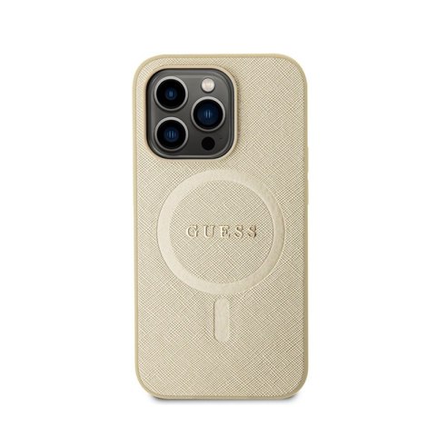 Guess Saffiano MagSafe - Etui iPhone 15 Pro (złoty) Guess Saffiano MagSafe - Etui iPhone 15 Pro (złoty)