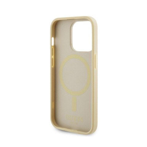 Guess Saffiano MagSafe - Etui iPhone 15 Pro (złoty) Guess Saffiano MagSafe - Etui iPhone 15 Pro (złoty)