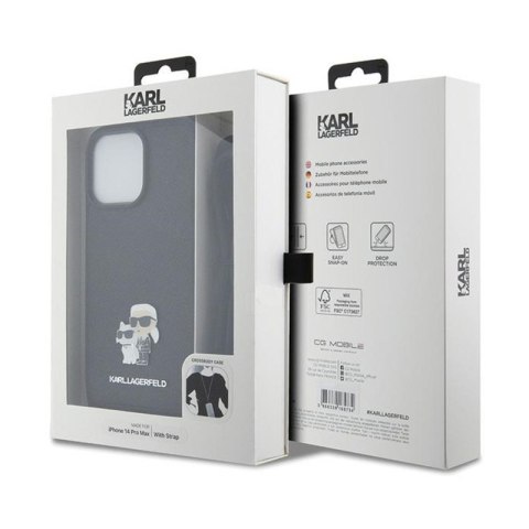 Karl Lagerfeld Crossbody Saffiano Metal Pin Karl & Choupette - Etui iPhone 14 Pro Max (czarny) Karl Lagerfeld Crossbody Saffiano Metal Pin Karl & Choupette - Etui iPhone 14 Pro Max (czarny)