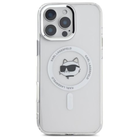 Karl Lagerfeld IML Metal Choupette Head MagSafe - Etui iPhone 16 Pro (biały) Karl Lagerfeld IML Metal Choupette Head MagSafe - Etui iPhone 16 Pro (biały)