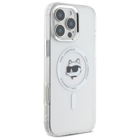 Karl Lagerfeld IML Metal Choupette Head MagSafe - Etui iPhone 16 Pro (biały) Karl Lagerfeld IML Metal Choupette Head MagSafe - Etui iPhone 16 Pro (biały)