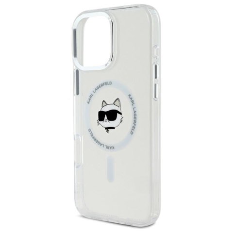 Karl Lagerfeld IML Metal Choupette Head MagSafe - Etui iPhone 16 Pro (biały) Karl Lagerfeld IML Metal Choupette Head MagSafe - Etui iPhone 16 Pro (biały)