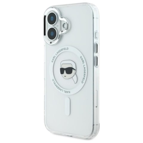 Karl Lagerfeld IML Metal Karl Head MagSafe - Etui iPhone 16 (biały) Karl Lagerfeld IML Metal Karl Head MagSafe - Etui iPhone 16 (biały)