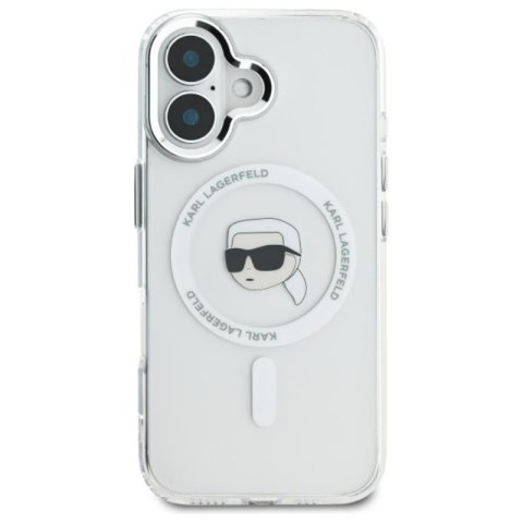 Karl Lagerfeld IML Metal Karl Head MagSafe - Etui iPhone 16 (biały) Karl Lagerfeld IML Metal Karl Head MagSafe - Etui iPhone 16 (biały)