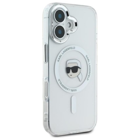 Karl Lagerfeld IML Metal Karl Head MagSafe - Etui iPhone 16 (biały) Karl Lagerfeld IML Metal Karl Head MagSafe - Etui iPhone 16 (biały)