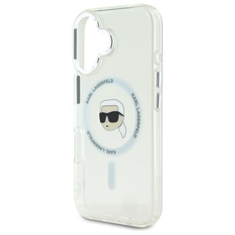 Karl Lagerfeld IML Metal Karl Head MagSafe - Etui iPhone 16 (biały) Karl Lagerfeld IML Metal Karl Head MagSafe - Etui iPhone 16 (biały)