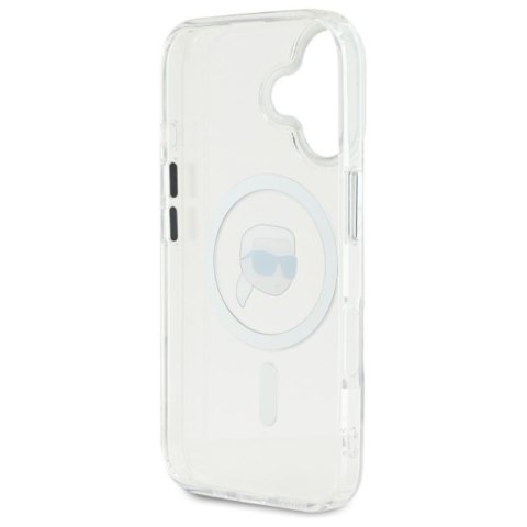 Karl Lagerfeld IML Metal Karl Head MagSafe - Etui iPhone 16 (biały) Karl Lagerfeld IML Metal Karl Head MagSafe - Etui iPhone 16 (biały)