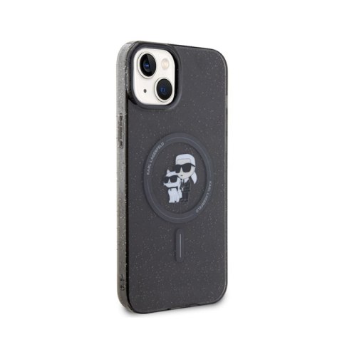 Karl Lagerfeld Karl & Choupette Glitter Magsafe - Etui iPhone 15 Plus (czarny) Karl Lagerfeld Karl & Choupette Glitter Magsafe - Etui iPhone 15 Plus (czarny)
