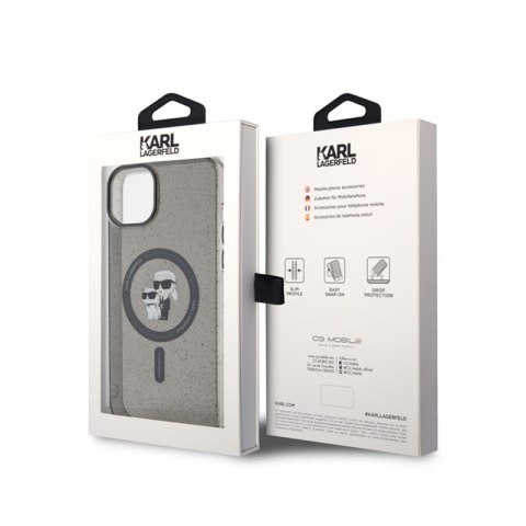 Karl Lagerfeld Karl & Choupette Glitter Magsafe - Etui iPhone 15 Plus (czarny) Karl Lagerfeld Karl & Choupette Glitter Magsafe - Etui iPhone 15 Plus (czarny)
