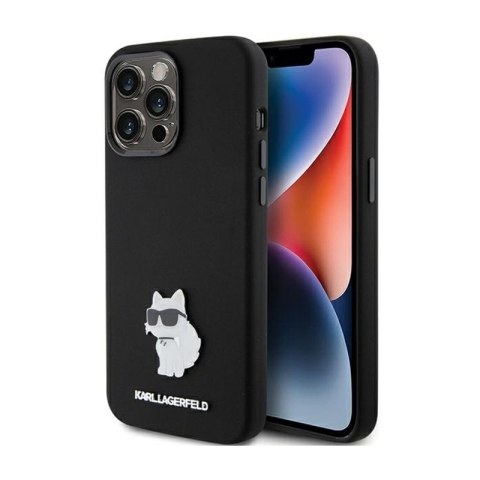 Karl Lagerfeld Silicone Choupette Metal Pin - Etui iPhone 15 Pro (czarny) Karl Lagerfeld Silicone Choupette Metal Pin - Etui iPhone 15 Pro (czarny)