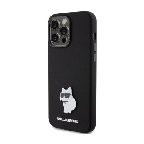 Karl Lagerfeld Silicone Choupette Metal Pin - Etui iPhone 15 Pro (czarny) Karl Lagerfeld Silicone Choupette Metal Pin - Etui iPhone 15 Pro (czarny)