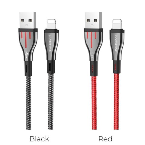 Borofone Highway - kabel połączeniowy USB do Lightning 1.2 m (czarny/szary) Borofone Highway - kabel połączeniowy USB do Lightning 1.2 m (czarny/szary)