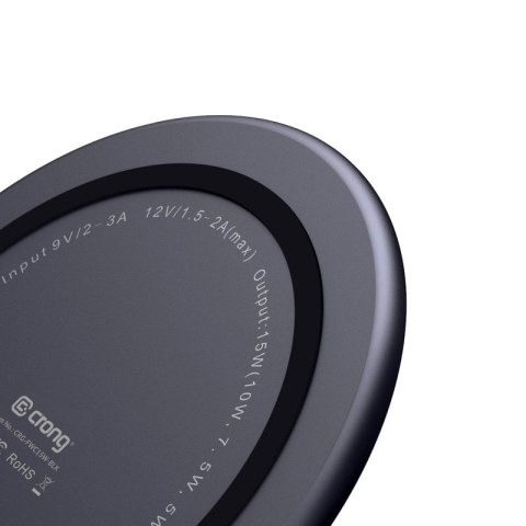 Crong PowerSpot Fast Wireless Charger - Aluminiowa ładowarka bezprzewodowa Qi 15W USB-C z powłoką ze szkła hartowanego (Shadow B Crong PowerSpot Fast Wireless Charger - Aluminiowa ładowarka bezprzewodowa Qi 15W USB-C z powłoką ze szkła hartowanego (Shadow B