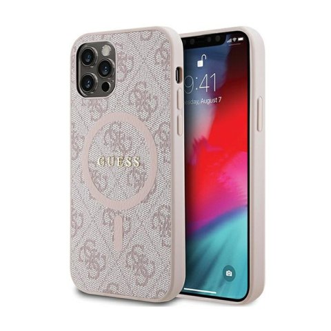 Guess 4G Collection Leather Metal Logo MagSafe - Etui iPhone 12 / iPhone 12 Pro (różowy) Guess 4G Collection Leather Metal Logo MagSafe - Etui iPhone 12 / iPhone 12 Pro (różowy)