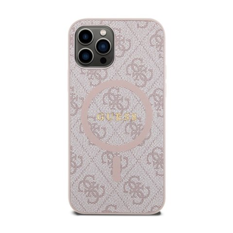 Guess 4G Collection Leather Metal Logo MagSafe - Etui iPhone 12 / iPhone 12 Pro (różowy) Guess 4G Collection Leather Metal Logo MagSafe - Etui iPhone 12 / iPhone 12 Pro (różowy)