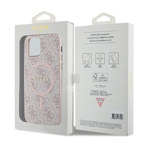 Guess 4G Collection Leather Metal Logo MagSafe - Etui iPhone 12 / iPhone 12 Pro (różowy) Guess 4G Collection Leather Metal Logo MagSafe - Etui iPhone 12 / iPhone 12 Pro (różowy)