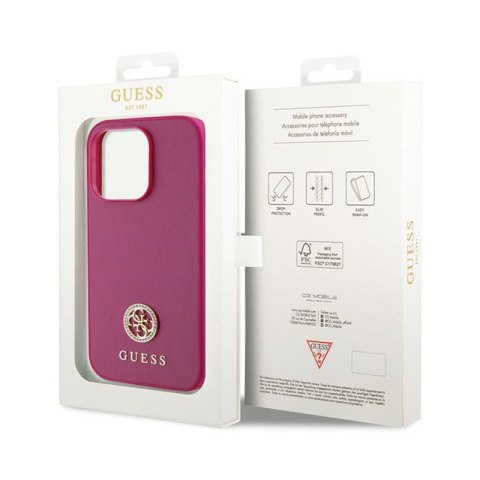Guess 4G Strass Metal Logo - Etui iPhone 15 Pro (różowy) Guess 4G Strass Metal Logo - Etui iPhone 15 Pro (różowy)