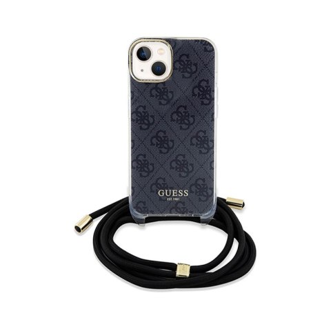 Guess Crossbody Cord 4G Print - Etui iPhone 15 (czarny) Guess Crossbody Cord 4G Print - Etui iPhone 15 (czarny)