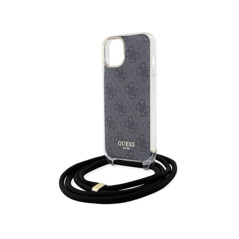 Guess Crossbody Cord 4G Print - Etui iPhone 15 (czarny) Guess Crossbody Cord 4G Print - Etui iPhone 15 (czarny)