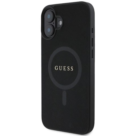 Guess Saffiano Classic Logo MagSafe - Etui iPhone 16 Plus (czarny) Guess Saffiano Classic Logo MagSafe - Etui iPhone 16 Plus (czarny)