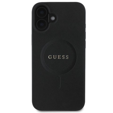 Guess Saffiano Classic Logo MagSafe - Etui iPhone 16 Plus (czarny) Guess Saffiano Classic Logo MagSafe - Etui iPhone 16 Plus (czarny)