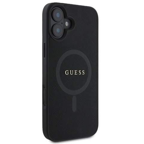 Guess Saffiano Classic Logo MagSafe - Etui iPhone 16 Plus (czarny) Guess Saffiano Classic Logo MagSafe - Etui iPhone 16 Plus (czarny)