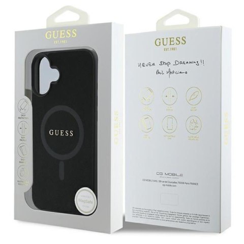 Guess Saffiano Classic Logo MagSafe - Etui iPhone 16 Plus (czarny) Guess Saffiano Classic Logo MagSafe - Etui iPhone 16 Plus (czarny)