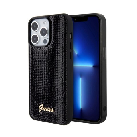 Guess Sequin Script Metal - Etui iPhone 15 Pro (czarny) Guess Sequin Script Metal - Etui iPhone 15 Pro (czarny)