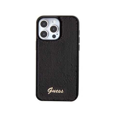 Guess Sequin Script Metal - Etui iPhone 15 Pro (czarny) Guess Sequin Script Metal - Etui iPhone 15 Pro (czarny)