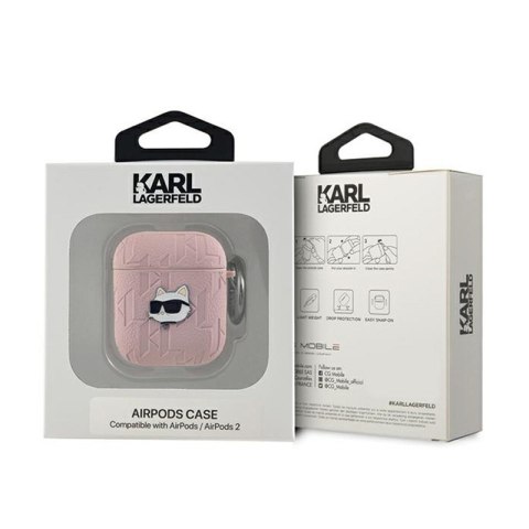 Karl Lagerfeld Monogram Choupette Head - Etui AirPods 1/2 gen (różowy) Karl Lagerfeld Monogram Choupette Head - Etui AirPods 1/2 gen (różowy)