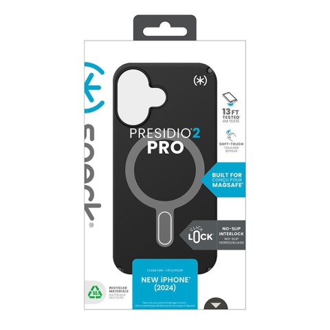 Speck Presidio2 Pro ClickLock & MagSafe - Etui iPhone 16 (Black / Slate Grey / White) Speck Presidio2 Pro ClickLock & MagSafe - Etui iPhone 16 (Black / Slate Grey / White)