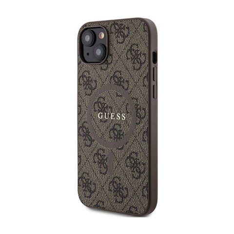 Guess 4G Collection Leather Metal Logo MagSafe - Etui iPhone 15 Plus / 14 Plus (brązowy) Guess 4G Collection Leather Metal Logo MagSafe - Etui iPhone 15 Plus / 14 Plus (brązowy)