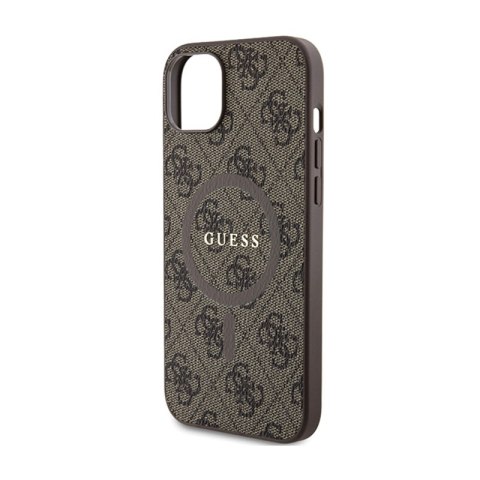 Guess 4G Collection Leather Metal Logo MagSafe - Etui iPhone 15 Plus / 14 Plus (brązowy) Guess 4G Collection Leather Metal Logo MagSafe - Etui iPhone 15 Plus / 14 Plus (brązowy)