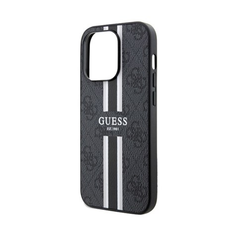Guess 4G Printed Stripes MagSafe - Etui iPhone 15 Pro (czarny) Guess 4G Printed Stripes MagSafe - Etui iPhone 15 Pro (czarny)