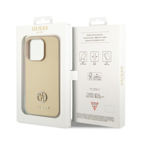 Guess 4G Strass Metal Logo - Etui iPhone 15 Pro Max (złoty) Guess 4G Strass Metal Logo - Etui iPhone 15 Pro Max (złoty)