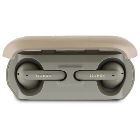 Guess Elongated Metalic Printed Logo - Słuchawki Bluetooth TWS + etui ładujące (złoty) Guess Elongated Metalic Printed Logo - Słuchawki Bluetooth TWS + etui ładujące (złoty)