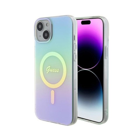 Guess IML Iridescent MagSafe - Etui iPhone 15 Plus (turkusowy) Guess IML Iridescent MagSafe - Etui iPhone 15 Plus (turkusowy)