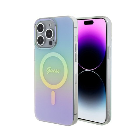 Guess IML Iridescent MagSafe - Etui iPhone 15 Pro (turkusowy) Guess IML Iridescent MagSafe - Etui iPhone 15 Pro (turkusowy)
