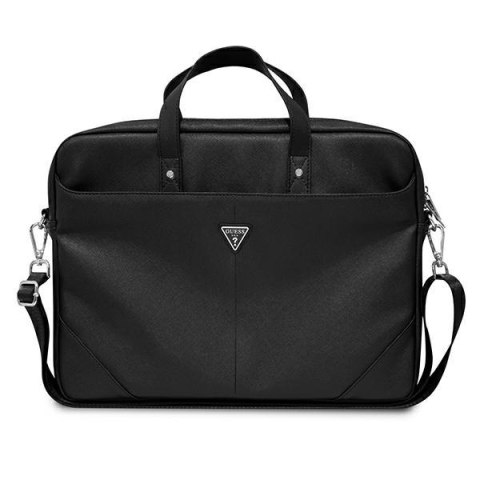 Guess Saffiano Triangle Logo Computer Bag - Torba na notebooka 16" (czarny) Guess Saffiano Triangle Logo Computer Bag - Torba na notebooka 16" (czarny)