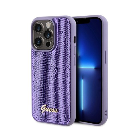 Guess Sequin Script Metal - Etui iPhone 15 Pro Max (fioletowy) Guess Sequin Script Metal - Etui iPhone 15 Pro Max (fioletowy)